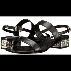 Dune London W Ninah Black Leather Embellished heel